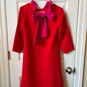 Pomander Place Size XS Vibrant Red Dress with Pink Accent